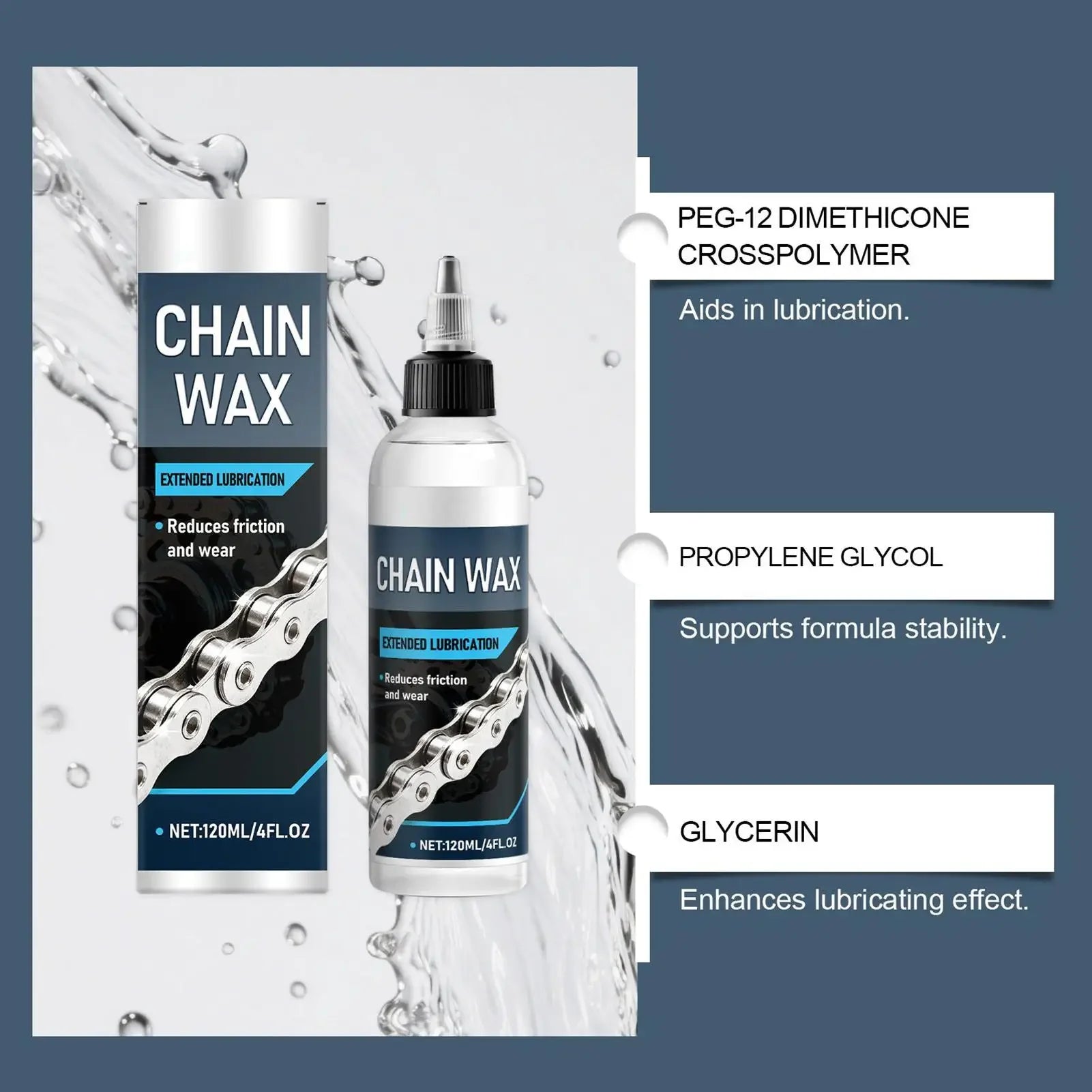 Bike Chain Lube Wax-Based 120ml – MTB Bicycle Lubricant Dry & Wet Conditions Motorcycle Chain Maintenance – $20