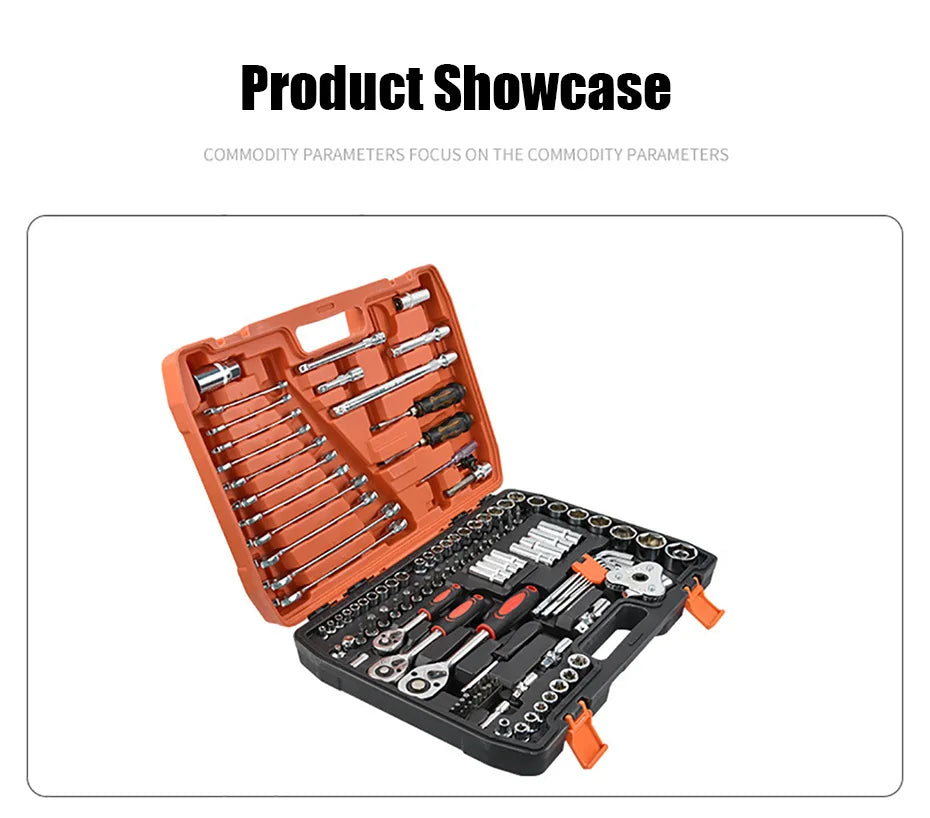 tungfull 121-Piece Chrome Vanadium Steel Socket Ratchet Wrench Set – Auto & Motorcycle Repair – Storage Box – $188