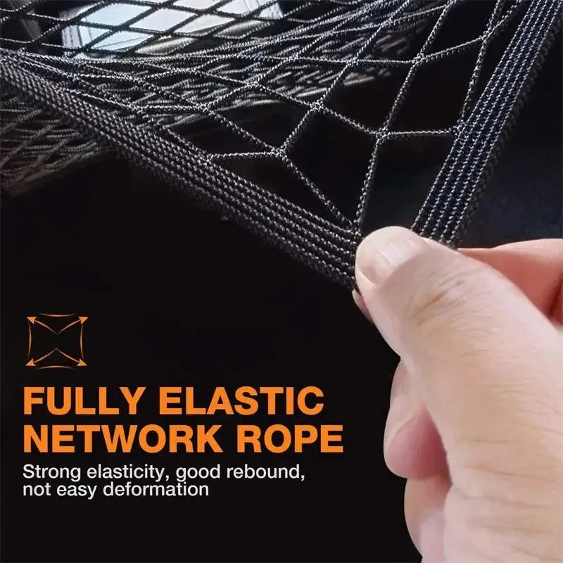 High Elastic Motorcycle Cargo Net 10"x11", Double Layer Bungee Net with Hooks for Helmet Storage & Luggage Securing