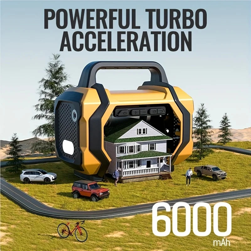 Motorcycle Jump Starter 8000A with Air Compressor 150PSI Digital Tyre Inflator Portable Battery Booster Pack 12V