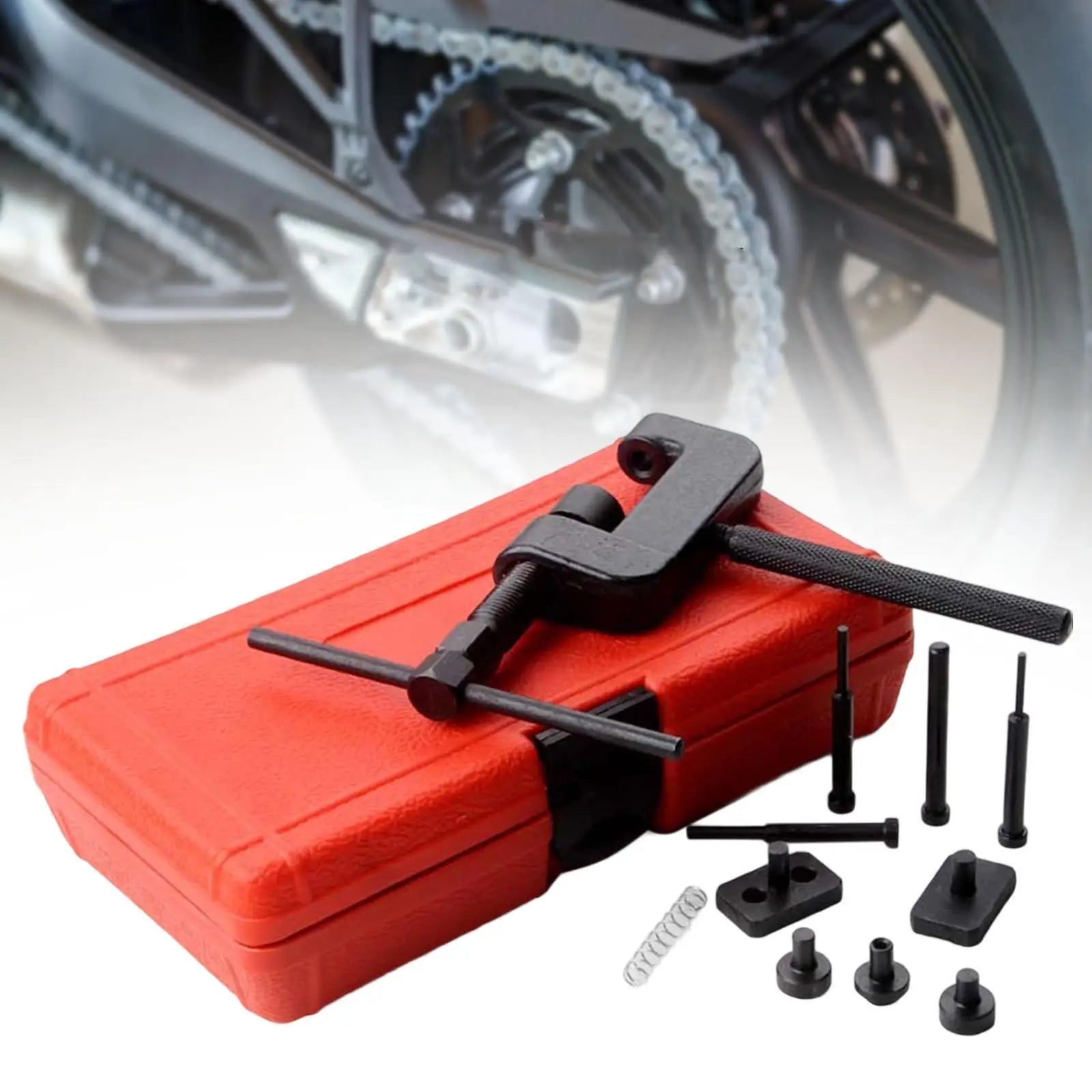 Compact Motorcycle Chain Breaker Tool Kit – 45# Steel Chain Cutter & Riveter for Bicycle & Motorcycle – Carrying Case Included – $64
