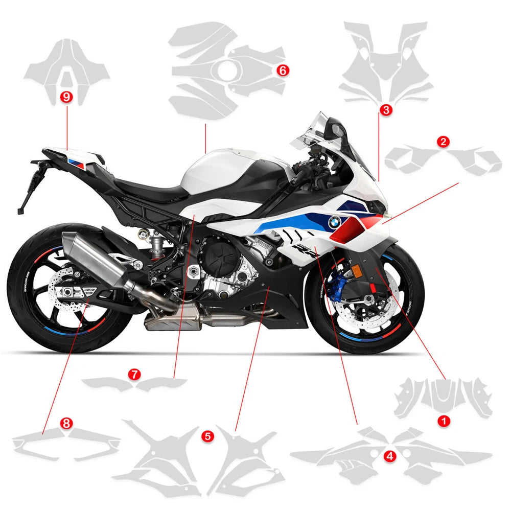 BMW S1000RR 2025 TPU Paint Protection Film (PPF) – Self-Healing Anti-Scratch Fairing Protection – Panel Kits A–I or Full Set – $26–311