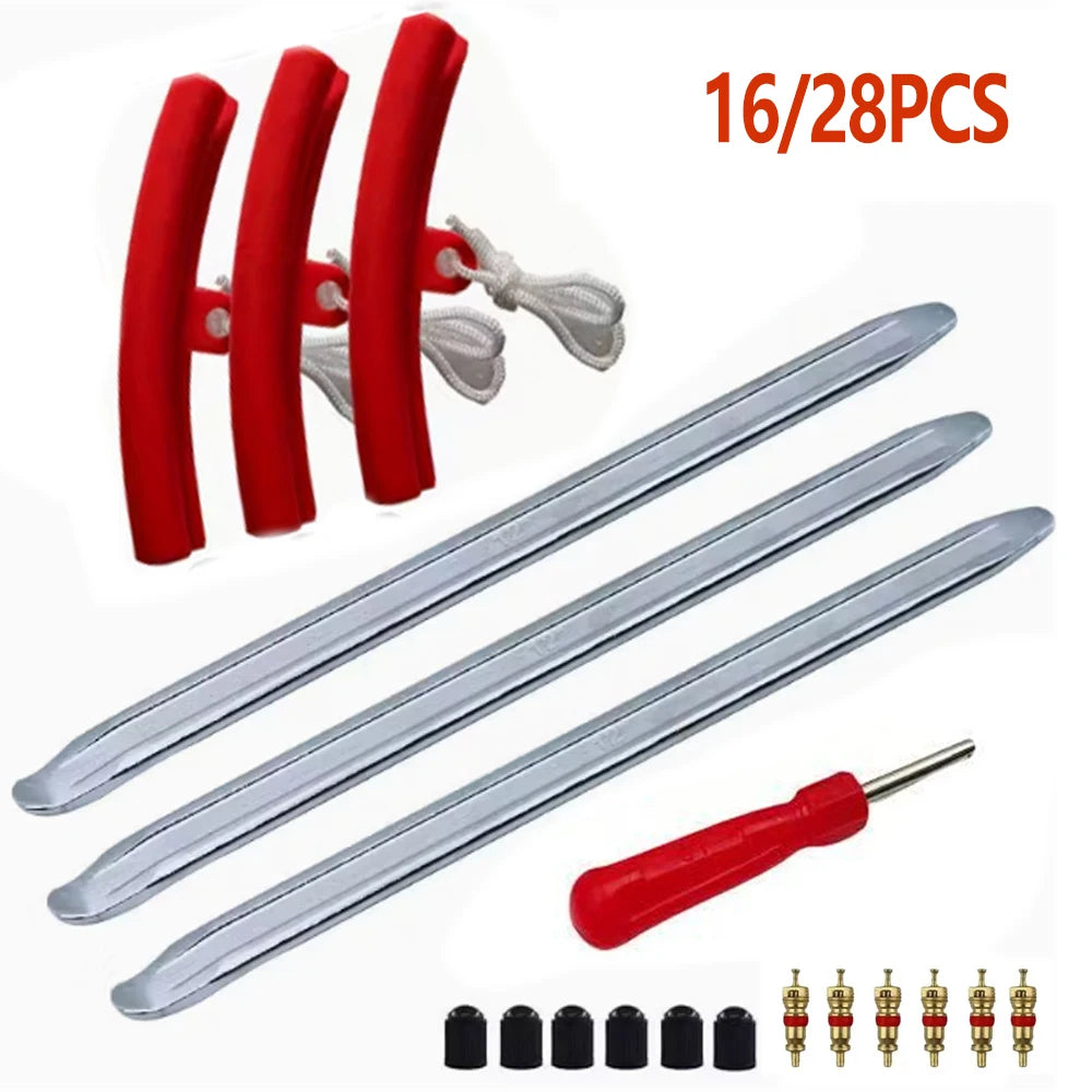 16pc or 28pc Motorcycle Tire Lever Iron Spoon Kit with Rim Guard – Steel Heat-Treated – Motorcycle Car – $25