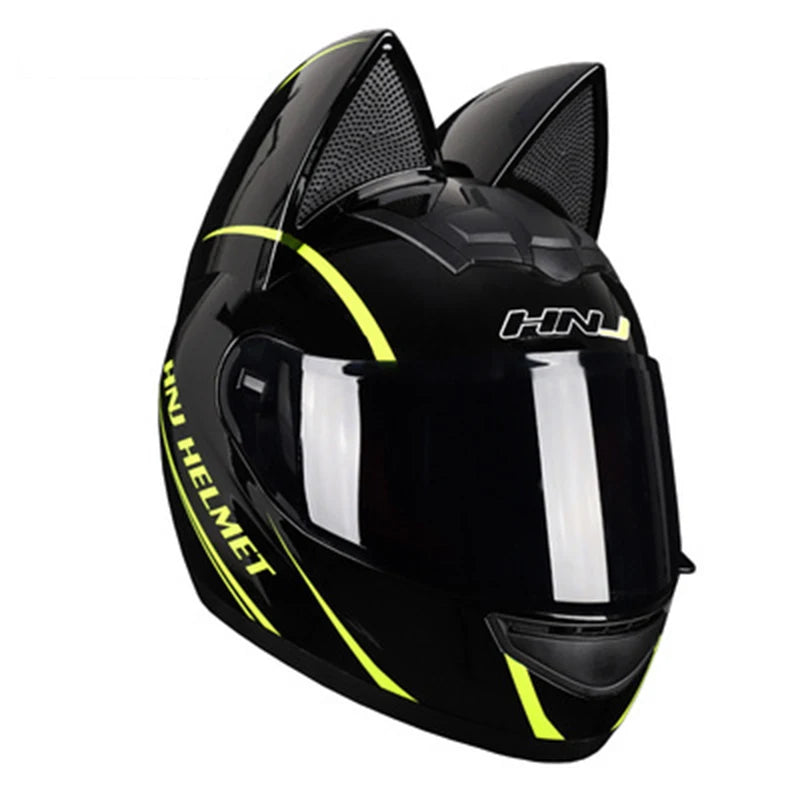 Cute Cat Full Face Ear Helmet for Street and Motocross Riding