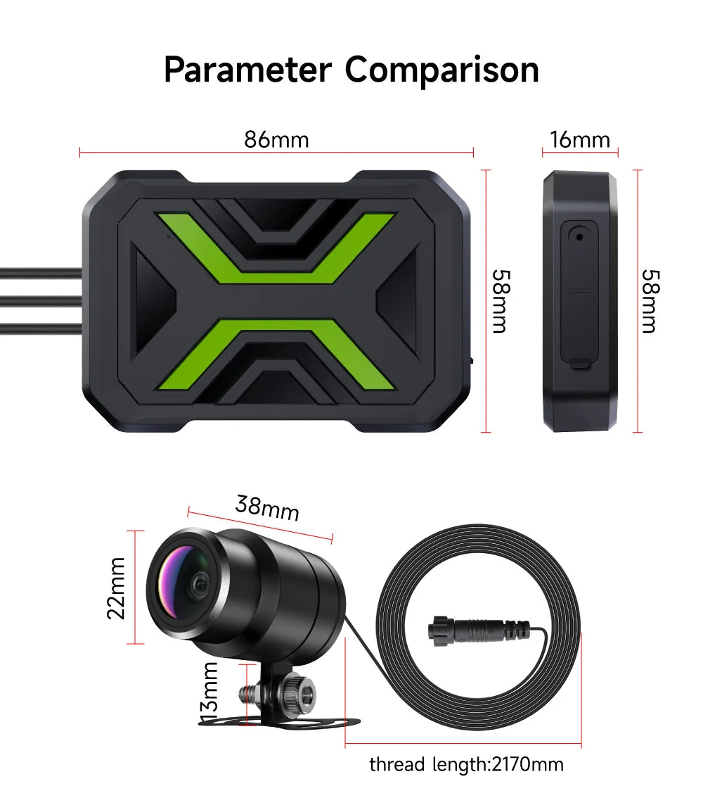 JIUYIN M802 Motorcycle Dash Cam Dual 1080P WiFi IPx67 Waterproof F1.8 Starlight Night Vision 160° Dual Image Stabilization Parking Monitor Front Rear Motorcycle Camera DVR
