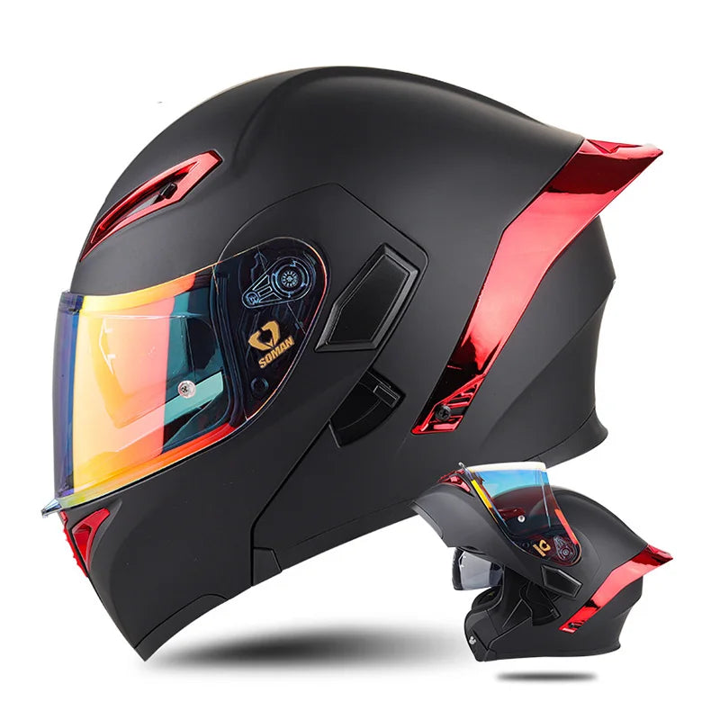 DOT Approved Modular Full Face Motorcycle Helmet – Flip-Up Dual Visor, All-Season