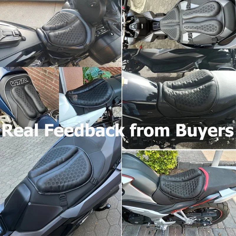 3D Honeycomb Gel Motorcycle Seat Cushion Non Slip Pressure Relief Ride Seat Pad Comfort Moto Riding Accessory