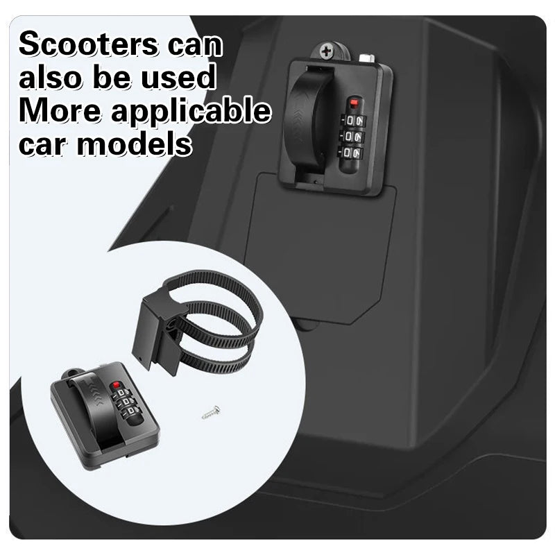 Multi-Use Motorcycle Bicycle Helmet Lock Waterproof Anti-Theft Password Cable Lock Hook for Scooter Cycling Accessories – 3-Digit Adjustable Cable Tie 18cm Zinc Alloy Black