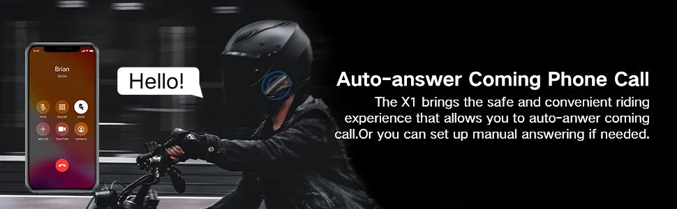 XGP X1 Motorcycle Bluetooth Headset – Voice Control & Auto Call Answer
