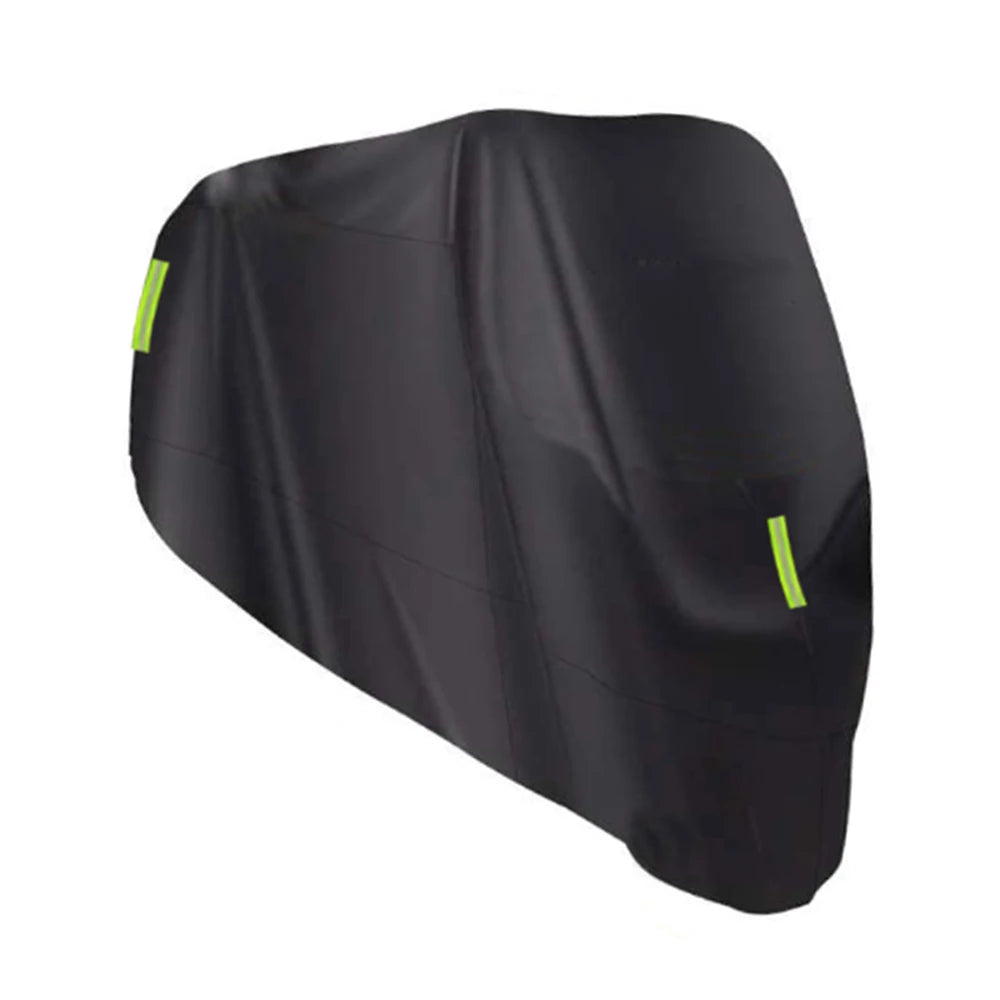 Universal Motorcycle Cover All Season Waterproof Outdoor Protection Against Dust Debris Rain Weather M-XXXXL 210D Oxford Cloth – Black Foldable with Buckle Strap