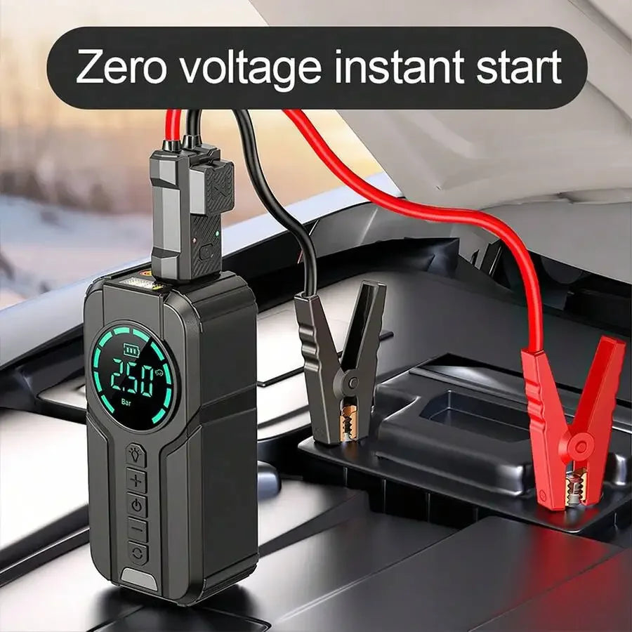 1000A Jump Starter with Air Compressor – 150PSI Electric Tire Inflator & Portable Power Bank for Car, Motorcycle & Bicycle