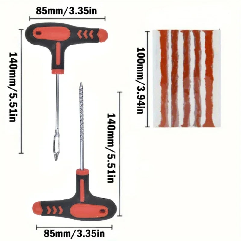 Motorcycle Tire Repair Kit – 19 / 24 / 39pcs Puncture Plug Tool Set – Car Motorcycle – $14