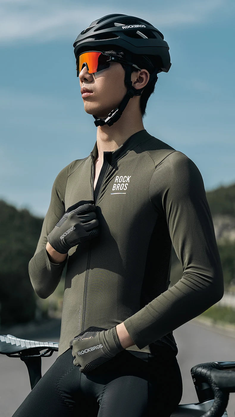 ROCKBROS Sports Cycling Gloves Breathable MTB Road Bike Non-slip Gloves Touch Screen Men Women Full Finger Motorcycle Gloves
