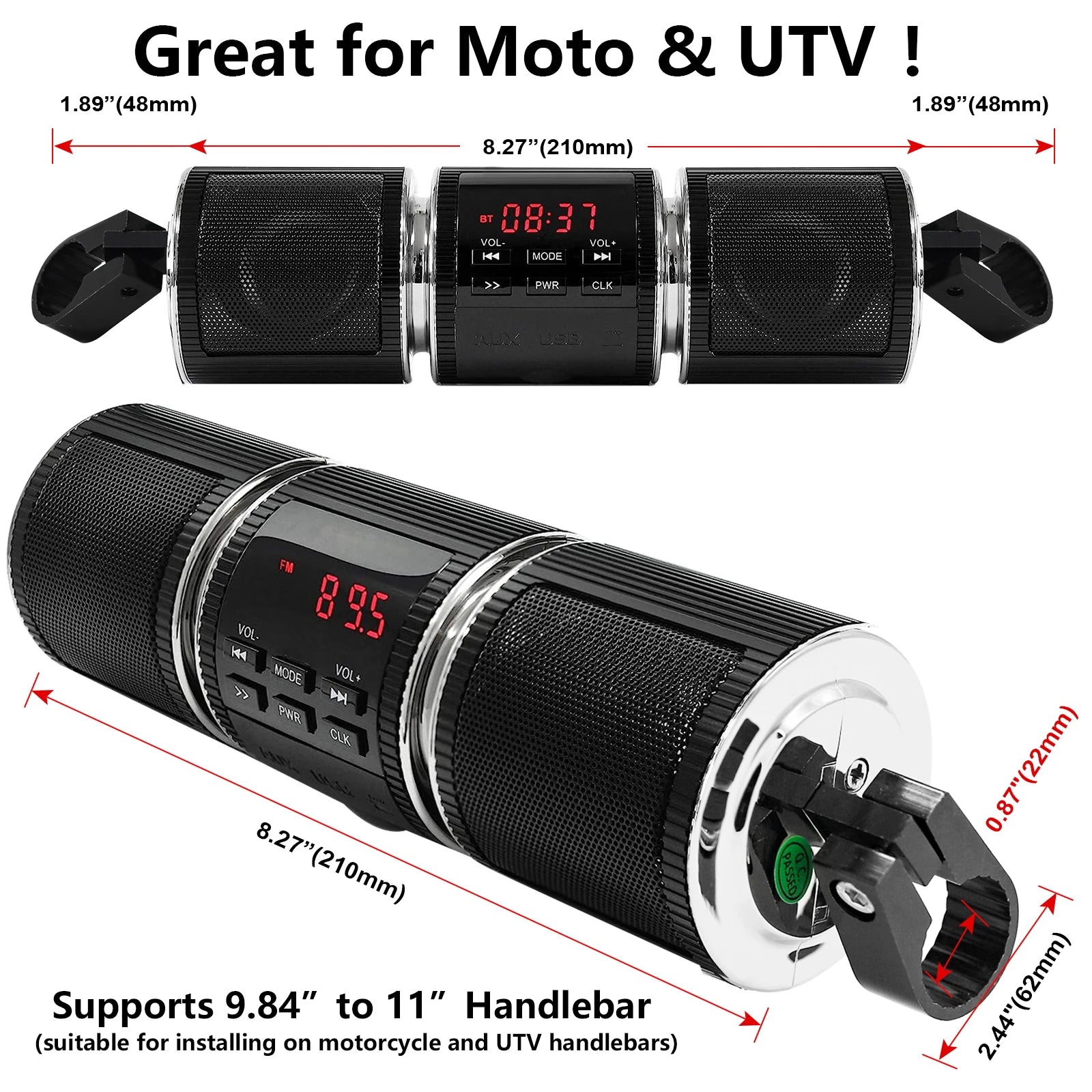 Motorcycle Speakers – Stereo with MP3, USB, TF Card & FM