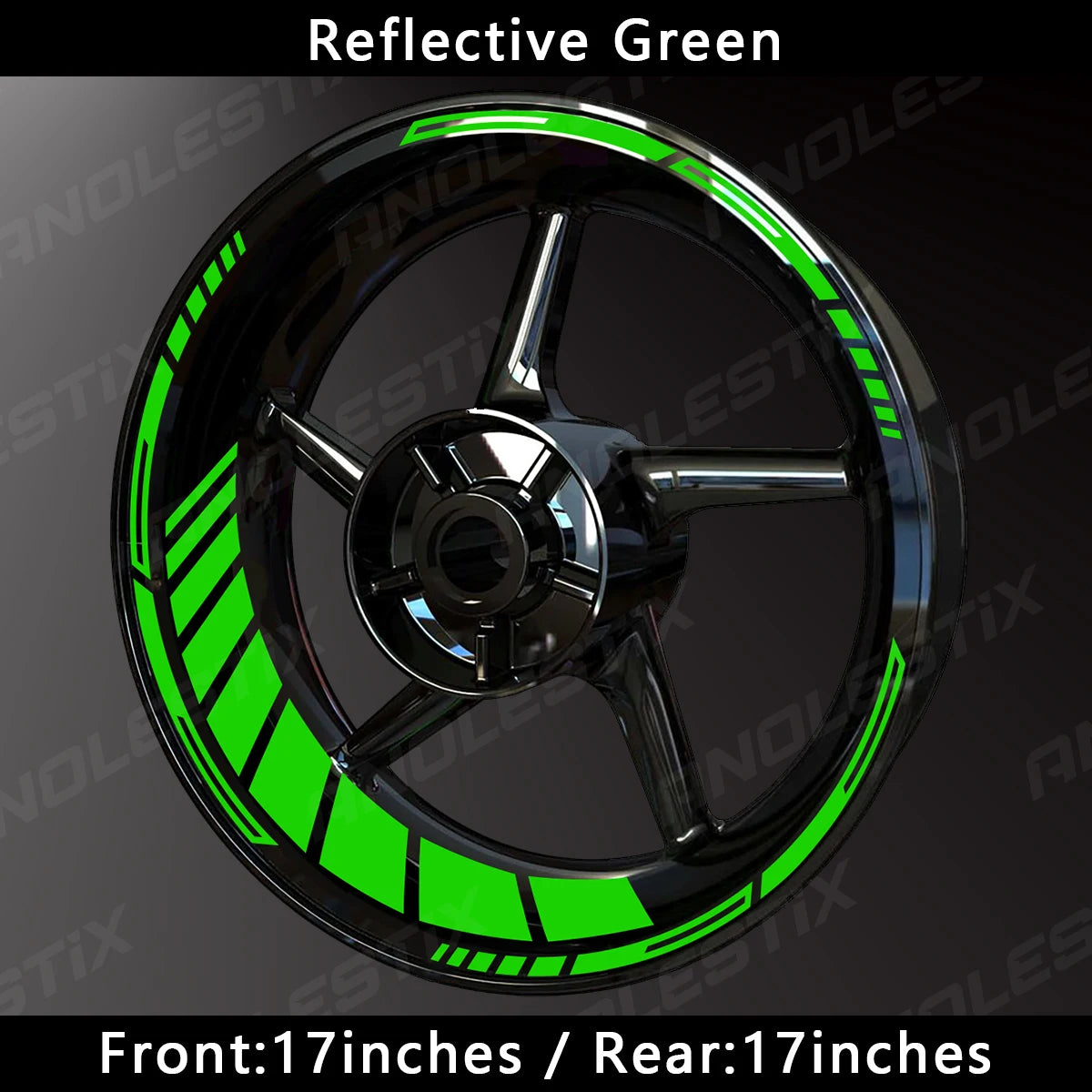 AnoleStix Reflective Motorcycle Wheel Rim Stripe Decal Sticker 17 Inch – Hollow Design – 4-Side Full Set – Yamaha / Honda / Kawasaki / Suzuki / BMW / KTM / Husqvarna / Triumph – 14 Colors – $20