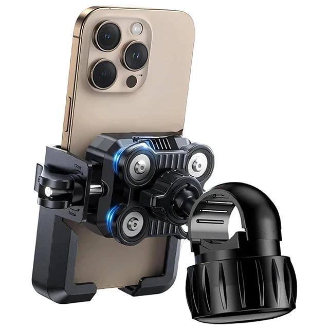Anti-Vibration Motorcycle Phone Mount – Quick-Lock Shockproof Holder for E-Bikes, Bicycles & Strollers