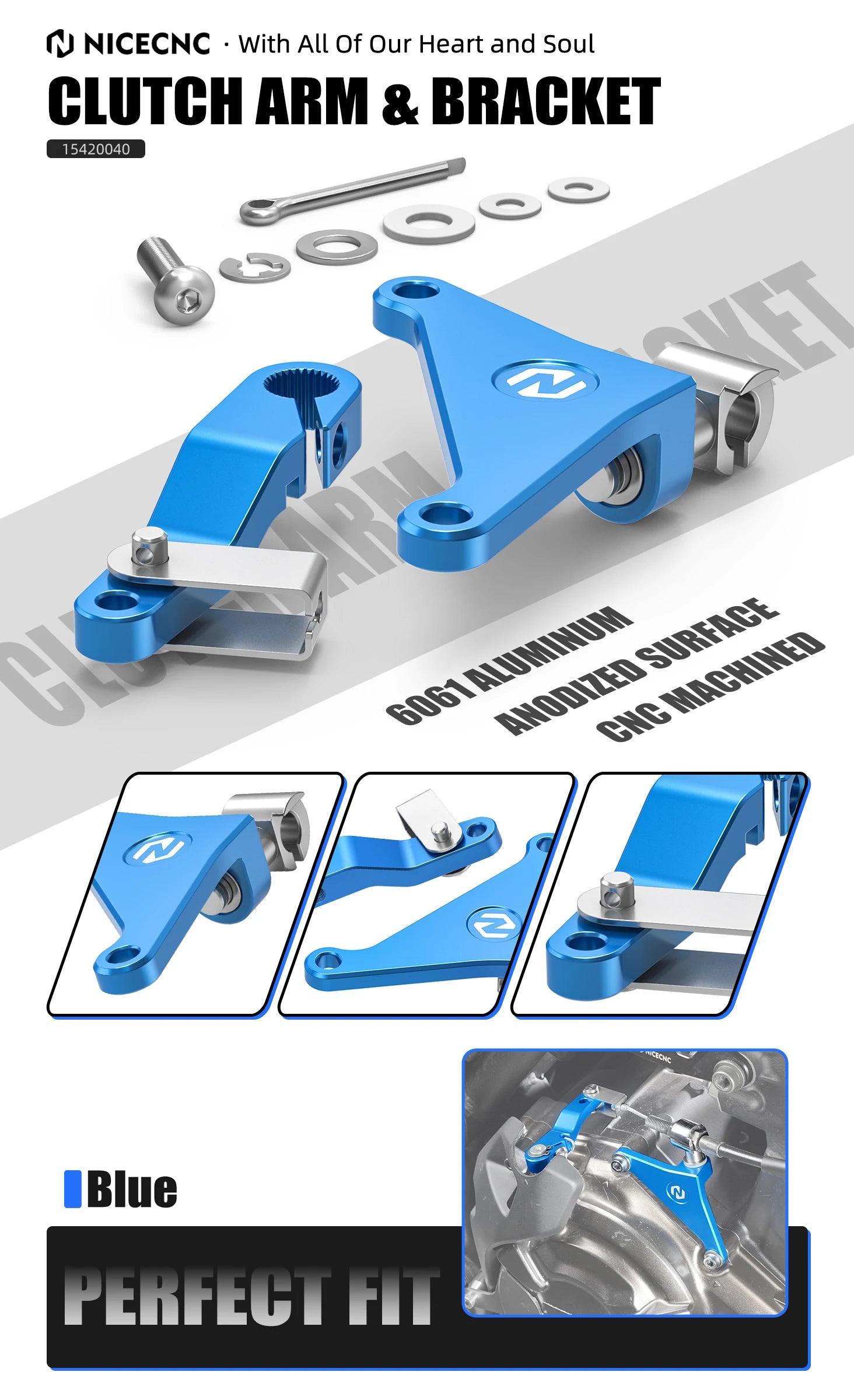 Yamaha Ténéré 700 / XTZ700 2019–2024 / XSR700 / MT-07 NICECNC Shorty Brake Clutch Lever & Clutch Arm – CNC 6061-T6 Aluminum – Blue / Black – $44–$167