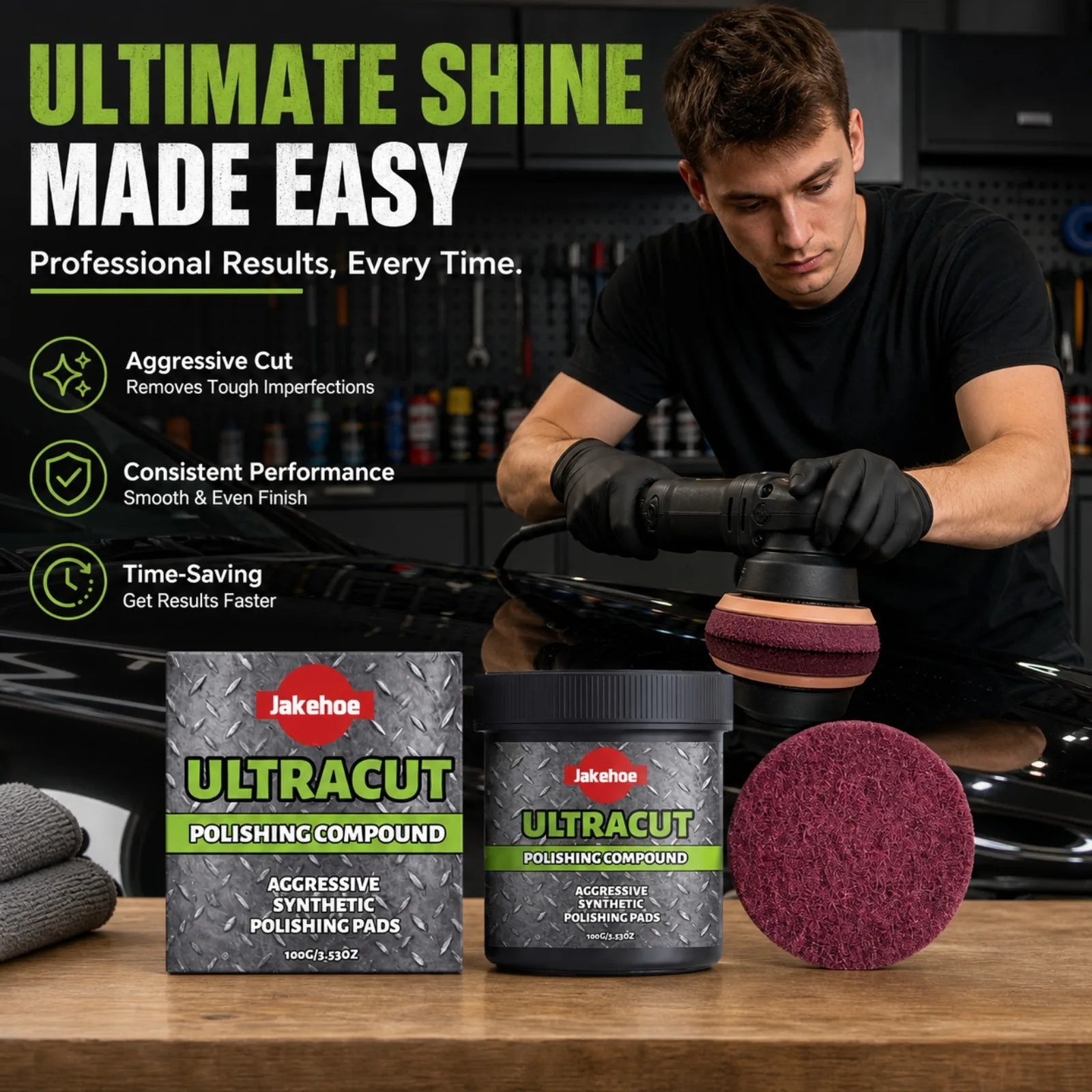 JAKEHOE Polishing Compound Kit – 100g Paste + Pad Per Set – Removes Scratches Oxidation Stains – Auto Paint Multi-Surface – 1 / 2 / 3 / 4 Sets – $25–35