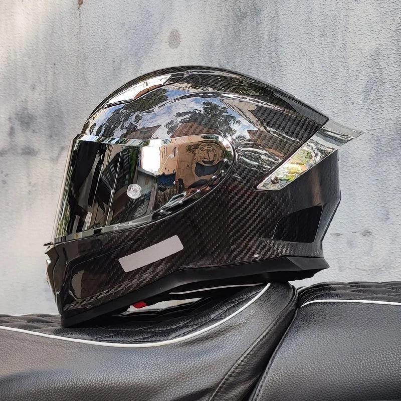Carbon Fiber Helmets – ORZ Full Face Motorcycle Helmet, Color Visor, DOT Approved, All-Season