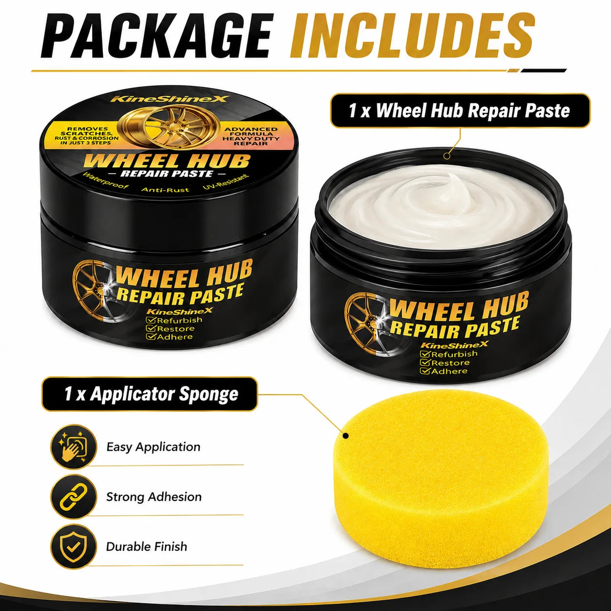 KINESHINEX Alloy Wheel Scratch Remover & Polish Paste – Rim Restoration & Shine – Metal Surface Polish – 30g – 1 / 3 / 5 / 10 Pcs – $28–112