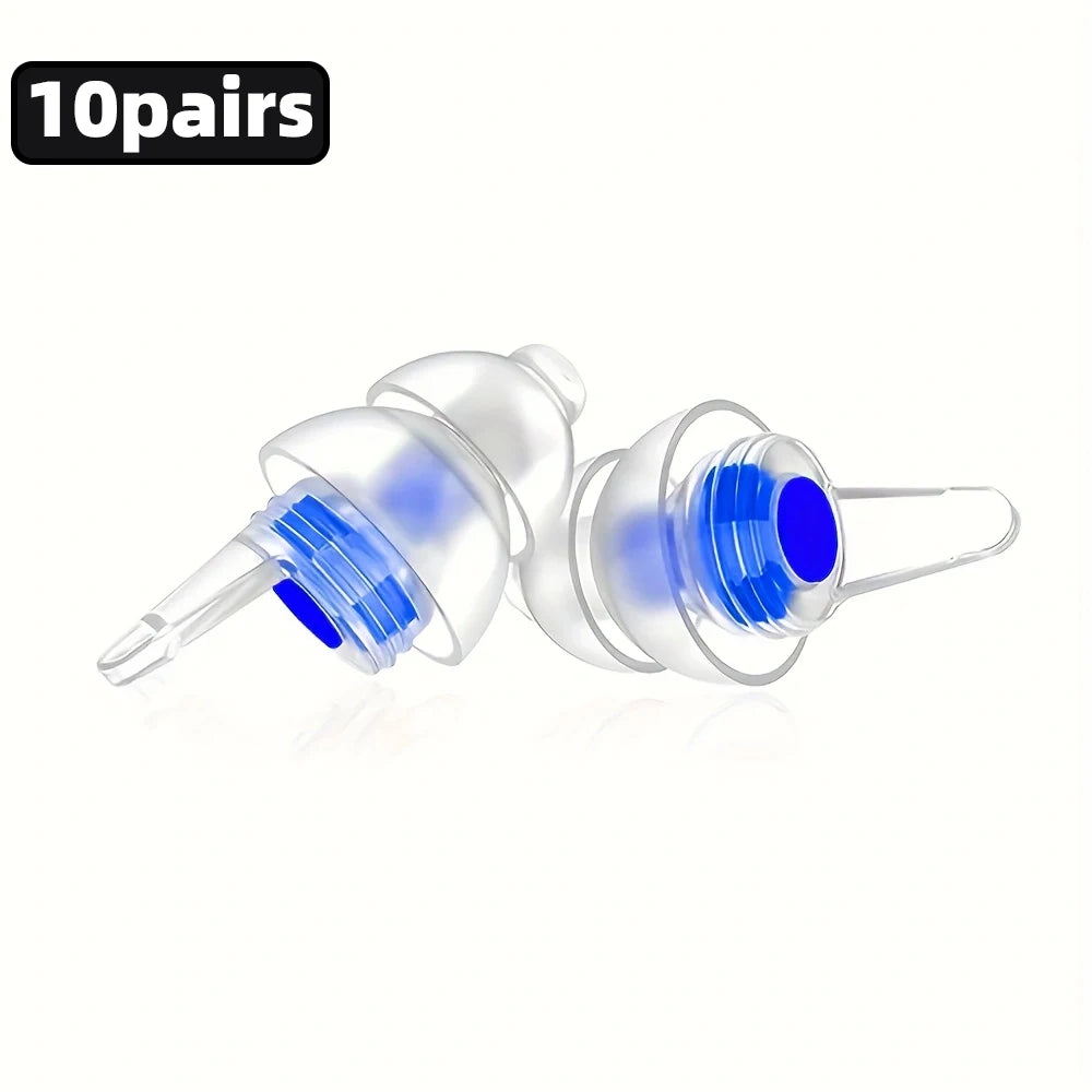 HUAK Quiet-04 Motorcycle Riding Earplugs Reusable High-Fidelity Silicone IPX8 Waterproof for Swimming & Travel – 5 or 10 Sets – Black Blue Red Purple White