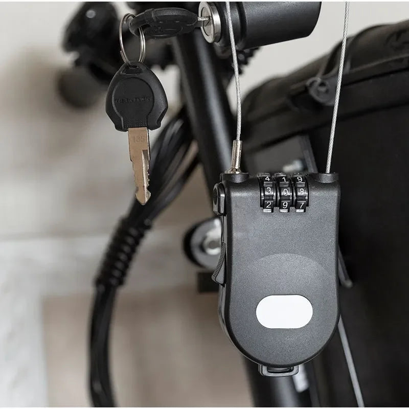 DOMEN Bicycle Steel 3 Digit Cable Code Lock Outdoor Waterproof Motorcycle Helmet Anti-Theft Chain Password Lock Bike Accessories