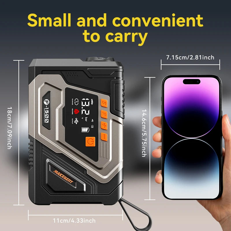 Maxcellent F1500 Flagship 4000A Jump Starter – 145PSI Air Tire Inflator, LED Light & Power Bank for Car, Motorcycle, Diesel & Van