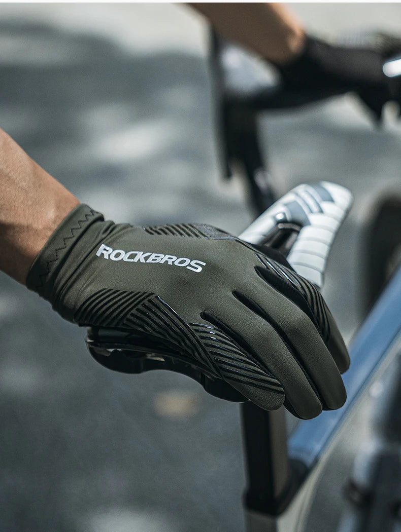 ROCKBROS Sports Cycling Gloves Breathable MTB Road Bike Non-slip Gloves Touch Screen Men Women Full Finger Motorcycle Gloves