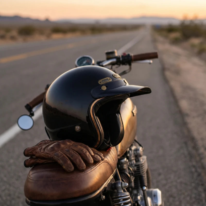 Open Face Helmets – DOT Approved Retro Motorcycle Helmet, Carbon Fiber Style with Visor for Men