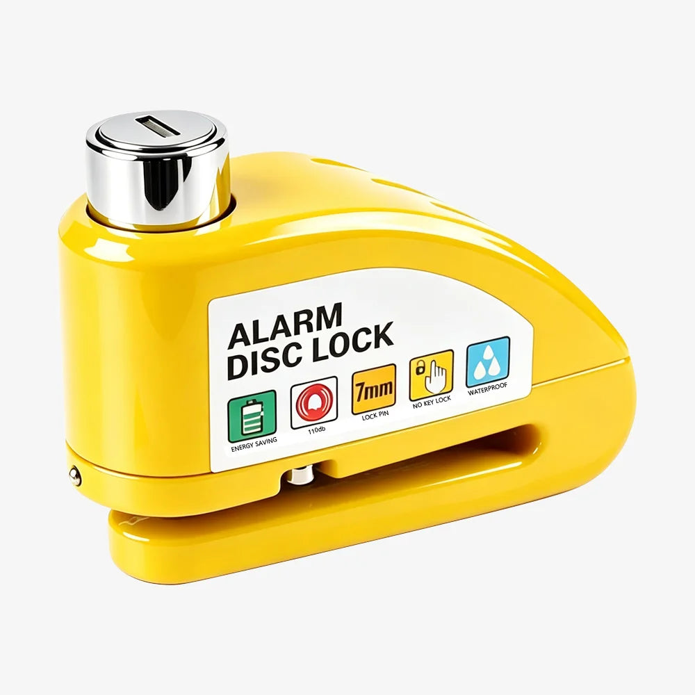 Motorcycle Bicycle Alarm Disc Lock Aluminum Alloy Anti-Theft Safety Padlock Vibration Reminder Security Protection Accessories – 110dB 7mm Hardened Steel 2 Keys Allen Wrench 7 Colors
