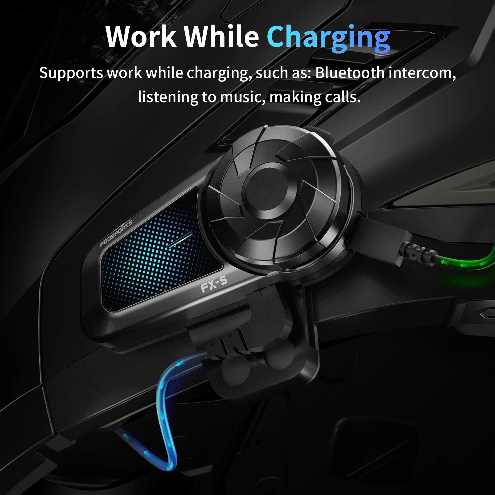 Fodsports FX-S Motorcycle Bluetooth Intercom – 1000m Helmet Headset