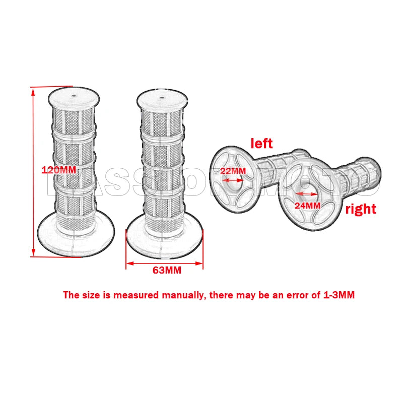 fastcozy Universal Motorcycle Handlebar Grips 7/8" Left 22mm Right 24mm Non-Slip Soft Rubber Modification Moto Handles for Honda Suzuki Ducati Benelli Dirt Bike Motocross – 7 Colors (1 Pair)