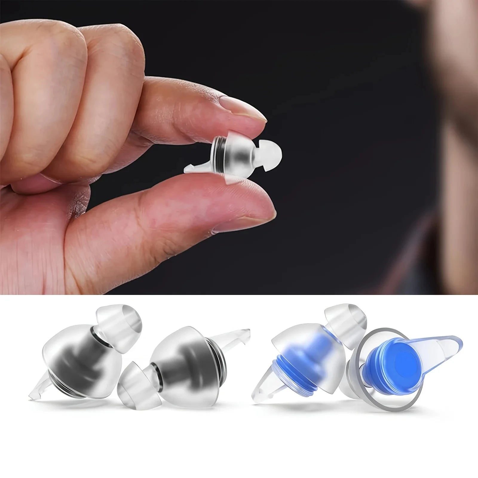 HUAK HUAK-04 / HUAK-05 Reusable High-Fidelity Concert Silicone Ear Plugs Noise Cancelling Musicians Motorcycles Sleeping Work Study Swim – CE Certified – Single or 10-Pair Bulk – Purple Red Blue Black White