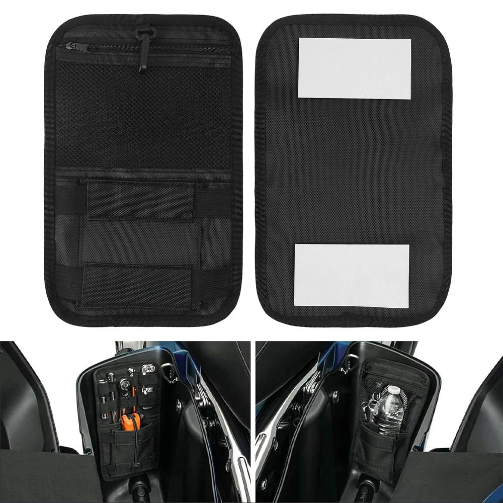 Motorcycle Saddlebag Organizer Hard Bags Storage Case for Harley Touring Street Glide Electra Glide 1980-2023 – Zippered Expandable Slip Pockets (2PCS)