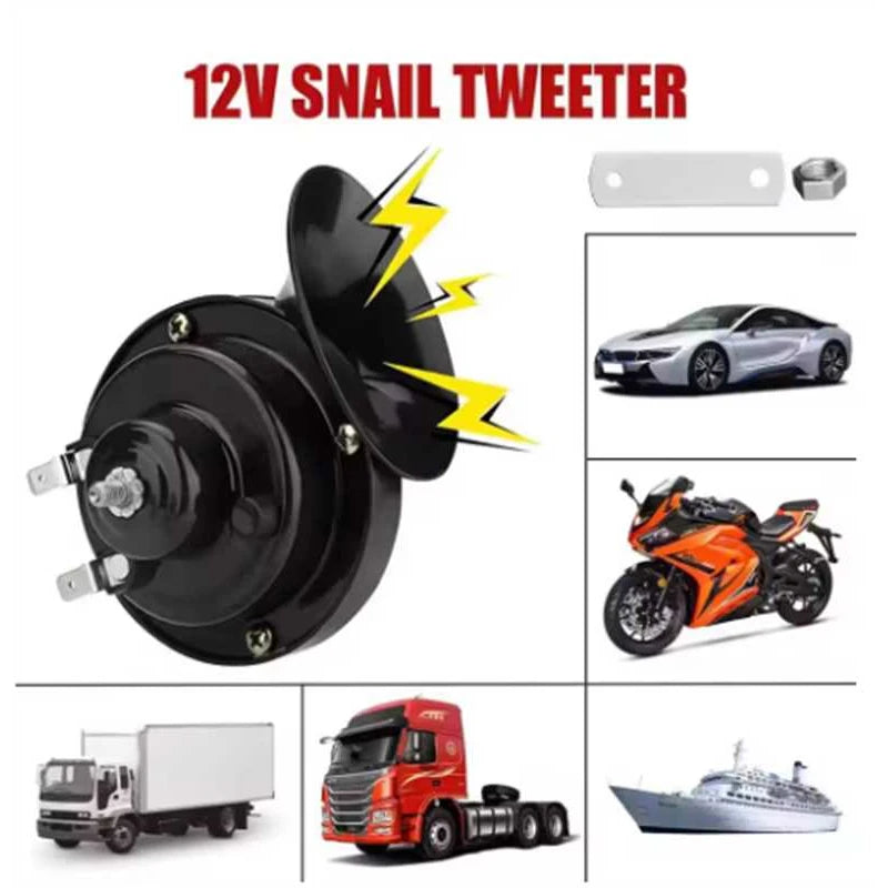 Motorcycle Horn – 12V/24V/48V Super Loud Waterproof Snail Horn