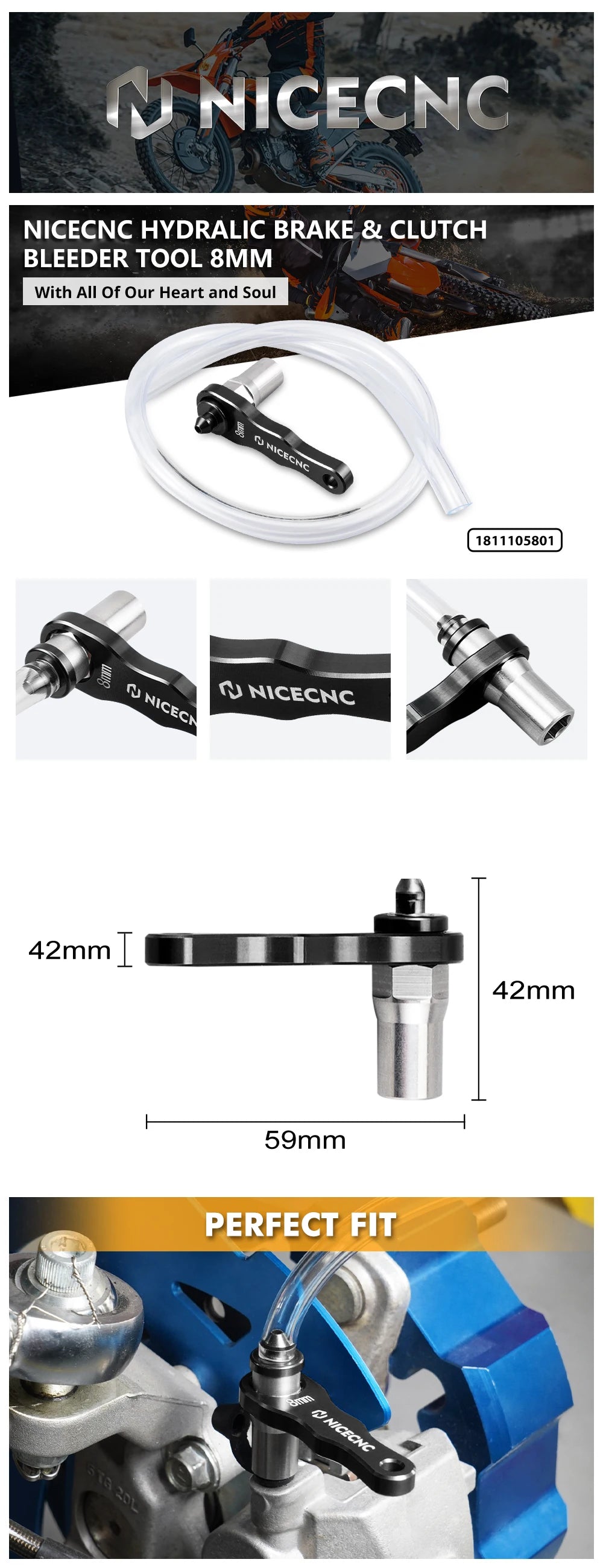 Motorcycle ATV UTV 8mm Mini Hydraulic Brake & Clutch Bleeder Tool – Brake Bleeding Tools for KTM Yamaha Raptor 700 YFZ Polaris RZR CanAm X3 Arctic Cat – Black / Blue – $23