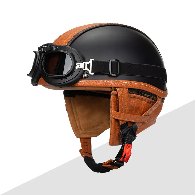 Half Helmets – KEAZ Vintage Retro German-Style Motorcycle Helmet, DOT Certified Unisex Design
