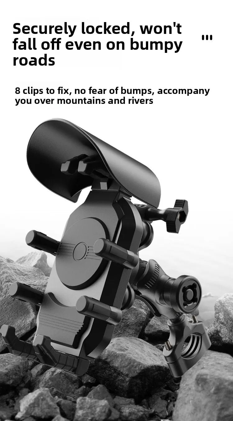 New Motorcycle Phone Holder, 15W Fast Wireless Charging, Shockproof Navigation Bracket with Anti-Theft Lock, Universal