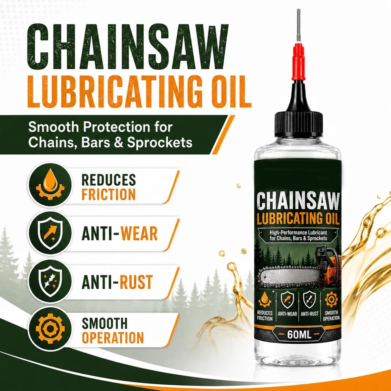 Chain Saw Oil Lubricant 60ml – Long-Lasting Anti-Rust Grease Chain Lube for Bicycle Trimmer Motorcycle Garage Lawn – $17