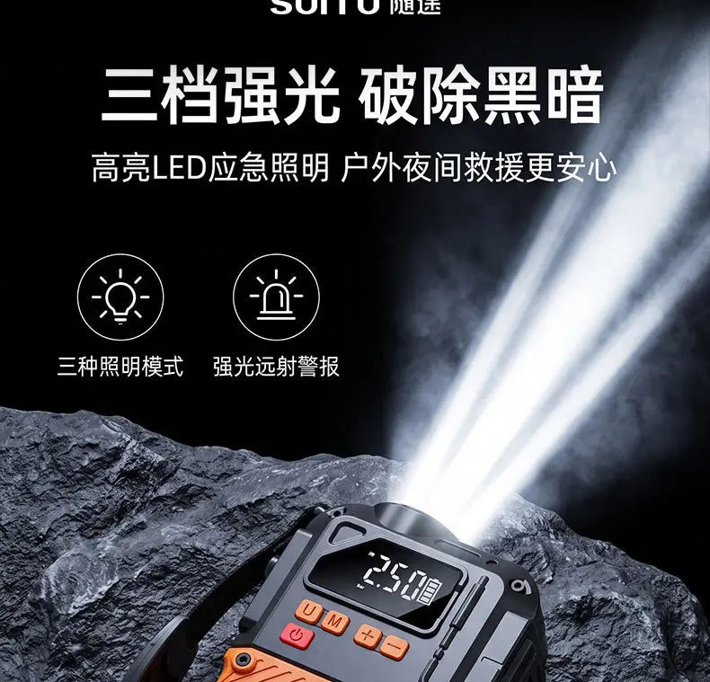 All-in-One Car Jump Starter & Tire Inflator – 500A Battery Booster with 4 Inflation Modes for Auto, Bike, Motorcycle & Sports Balls