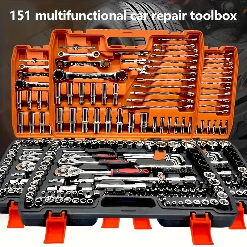 Chrome Vanadium Steel Socket Tool Set – 46Pcs (Red $30 / Black $28) or 151Pcs ($214) – Ratchet Wrench – Auto & Motorcycle Repair