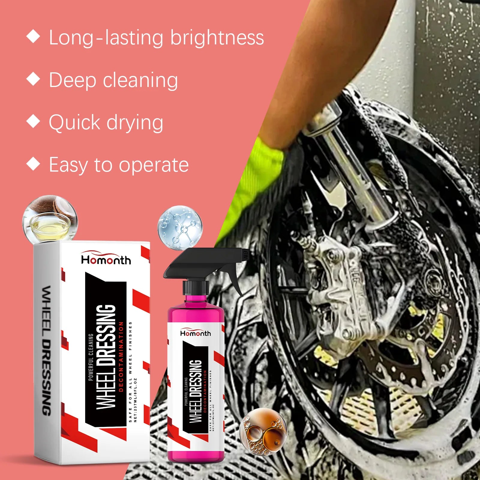 Professional Wheel Cleaner & Alloy Rim Spray 237ml – Brake Dust Remover Tire Renovator Long-Lasting Shine – 1pc / 2pc / 3pc / 4pc – $12–55