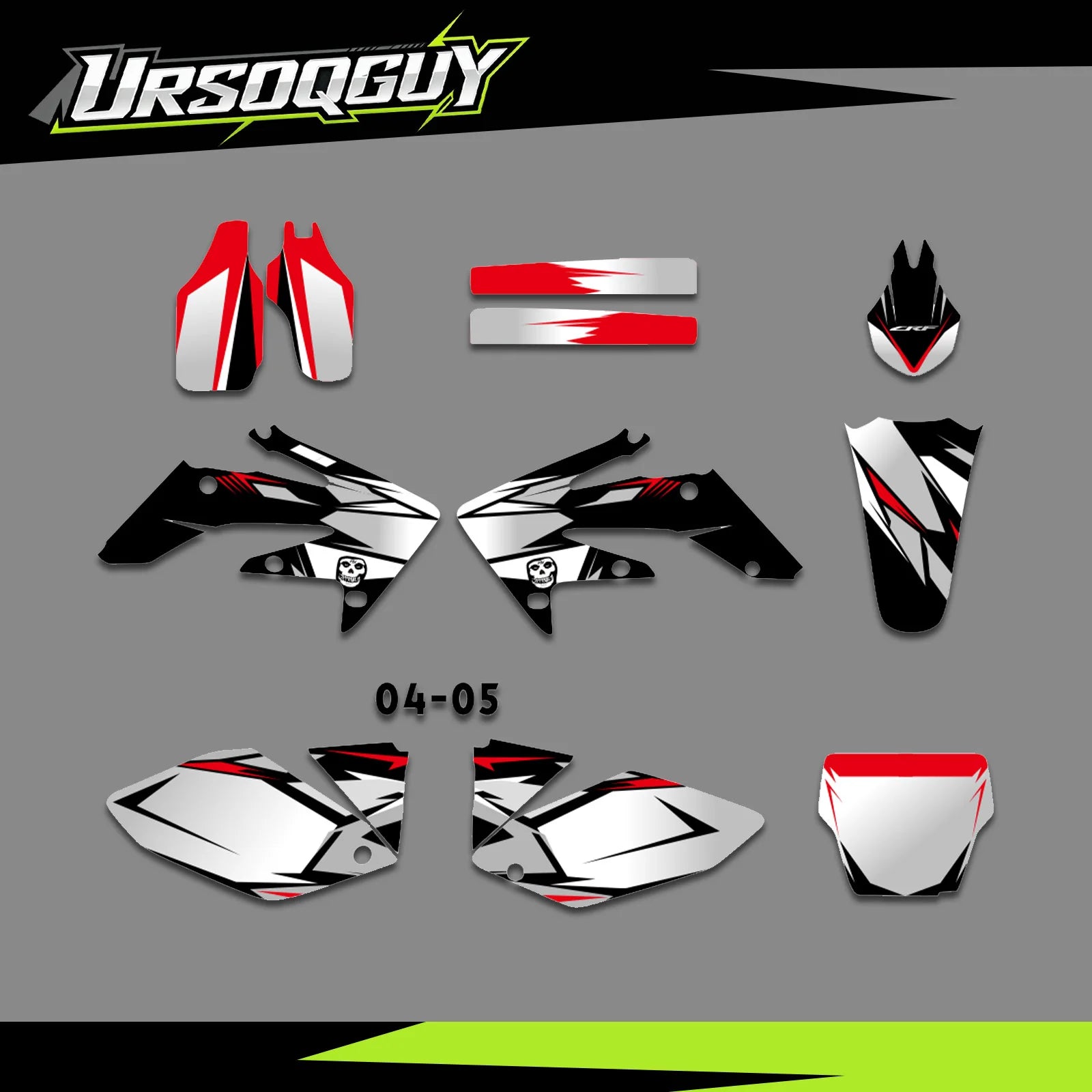 Honda CRF250R 2004–2009 Motorcycle Graphic Background Decal Sticker Kit – 12 Designs – 29mil / 35mil Glossy or 31mil 3D – Ships from USA – $72–$78
