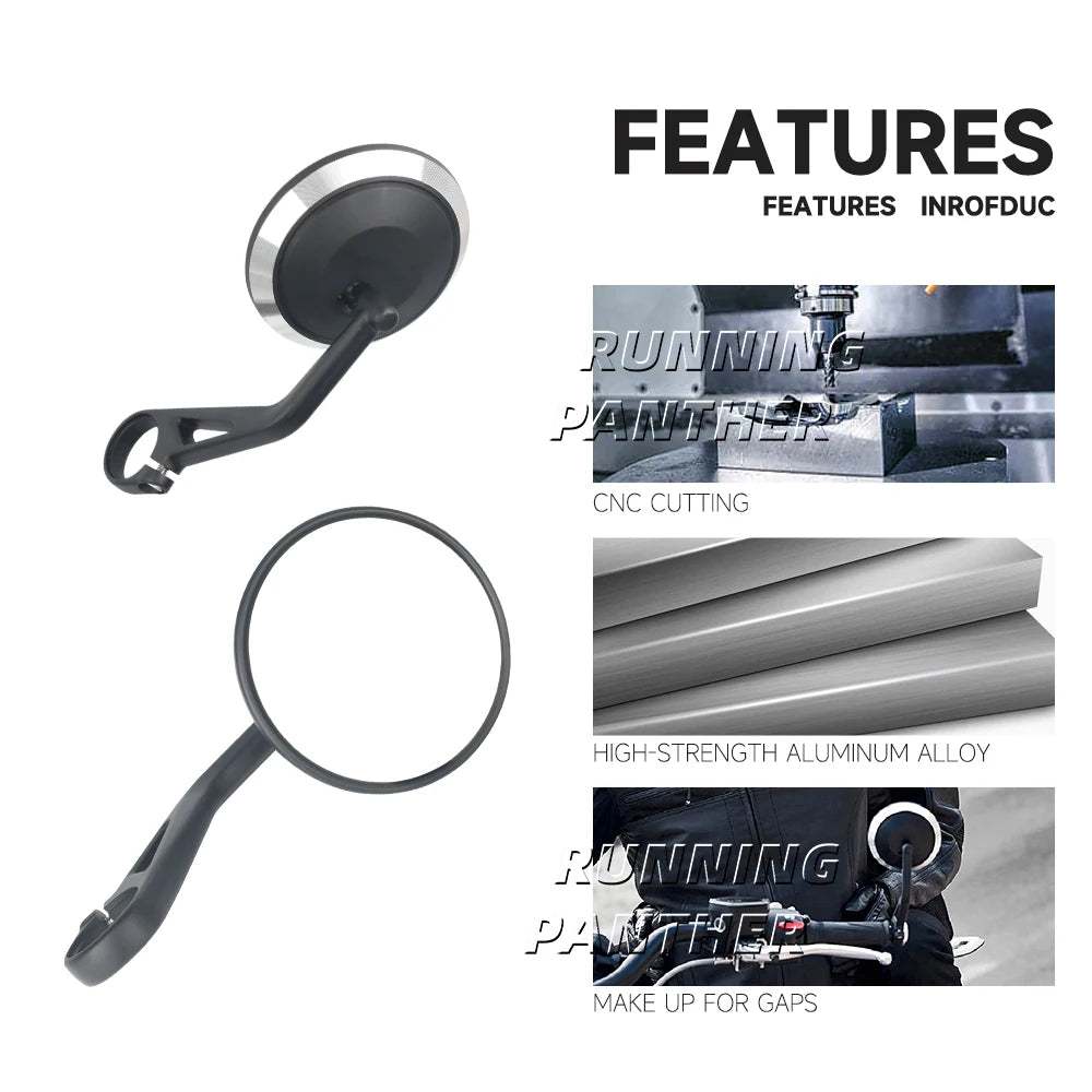 RUNNING PANTHER Triumph Motorcycle Mirror Handlebar Bar-End Rearview Mirror Pair for Street Triple 765 765RS 765R S Speed Triple Rocket 3 Bobber T120 Daytona 660 675