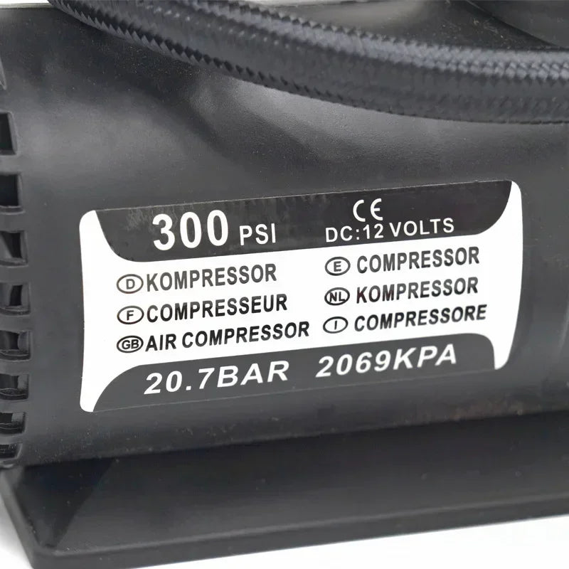 Portable Air Compressor – 300 PSI 12V Mini Tire Inflator