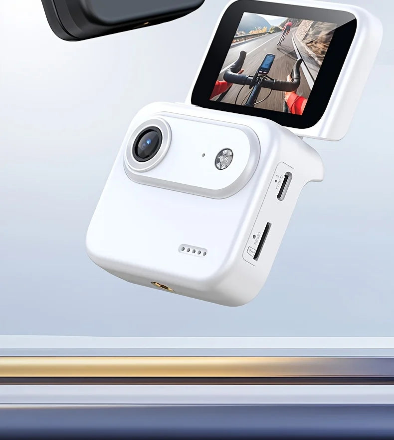 4K HD Flip Screen Thumb Action Camera 20MP Sony Sensor Anti-Shake Wide-Angle Vlog Cycling Camcorder 32GB USB Charging Lightweight Portable POV Camera for Outdoor Travel Cycling