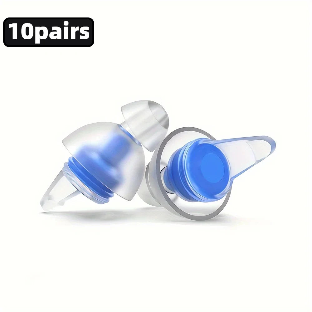 HUAK Quiet-04 Motorcycle Riding Earplugs Reusable High-Fidelity Silicone IPX8 Waterproof for Swimming & Travel – 5 or 10 Sets – Black Blue Red Purple White