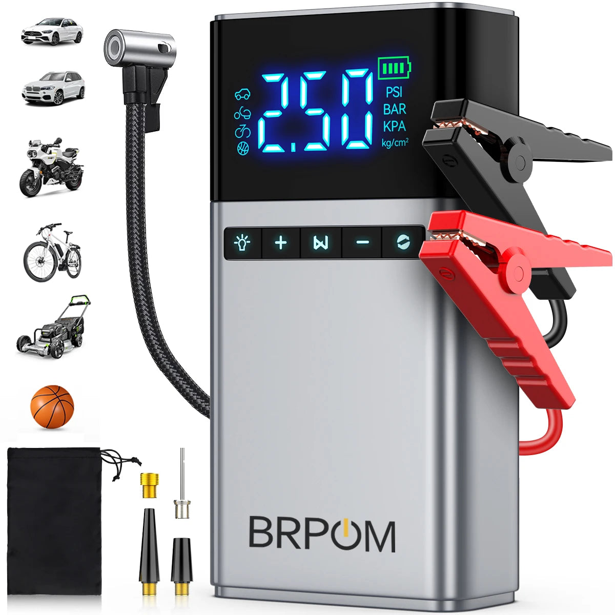 BSMOOM 150PSI Air Compressors Jump Starter Combo 4000A-10000A Portable Car Battery Pack for Motorcycle Car SUV Truck RV
