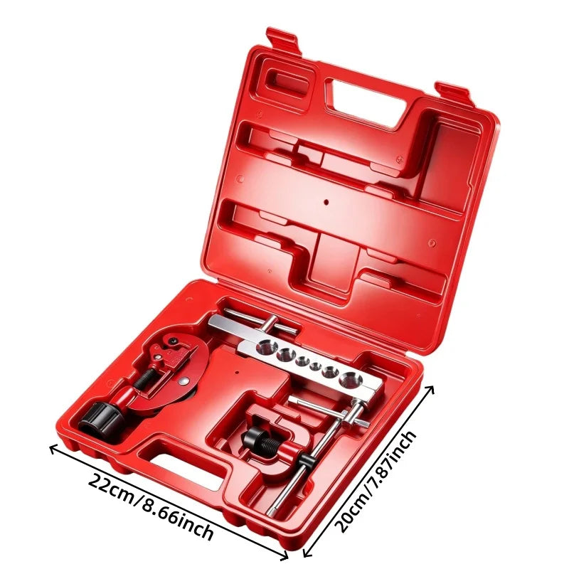 Multi-Size Tubing Flaring Tool Kit – Brake Line Tools – 3/16" 1/4" 5/16" 3/8" 1/2" Copper and Aluminium Brake Fuel Line and HVAC Flaring Tool – Red – $48