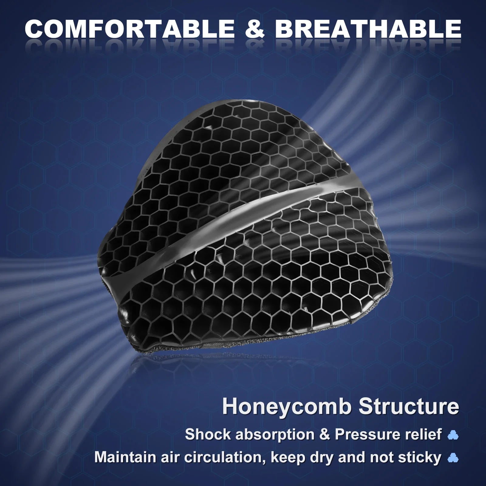 3D Honeycomb Gel Motorcycle Seat Cushion Non Slip Pressure Relief Ride Seat Pad Comfort Moto Riding Accessory